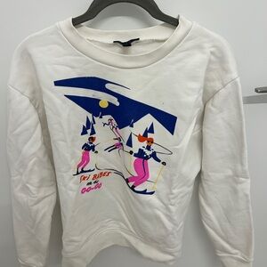 White Graphic Ski Sweatshirt